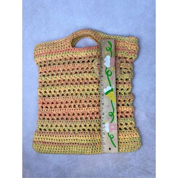 Vintage Handmade Crochet Purse Bag Clutch Rainbow 1970s Mod MCM - Picture 5 of 6